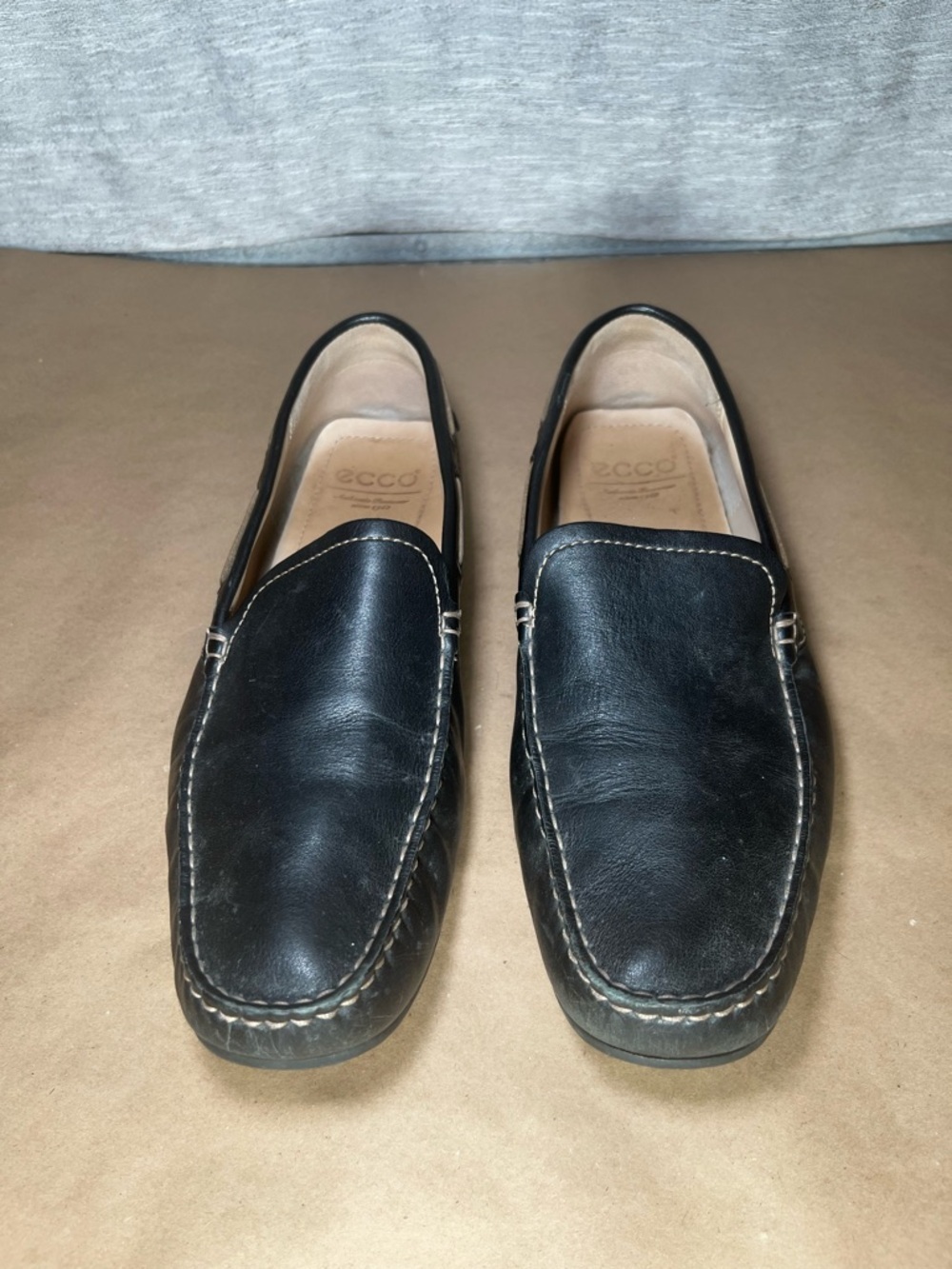 ECCO Men’s Black Leather Driving Loafers Moccasins Slip On Shoes EU 47 US 13 - Picture 3 of 16
